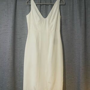 Catherine Malandrino 100% silk off white Sheath Maxi Dress V-Neck Sleeveless